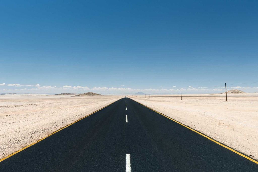 A tar road in Namibia.