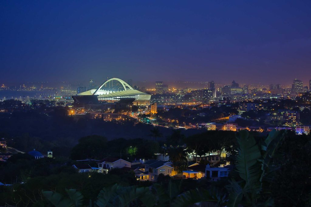 Durban at night in KwaZulu Natal South Africa