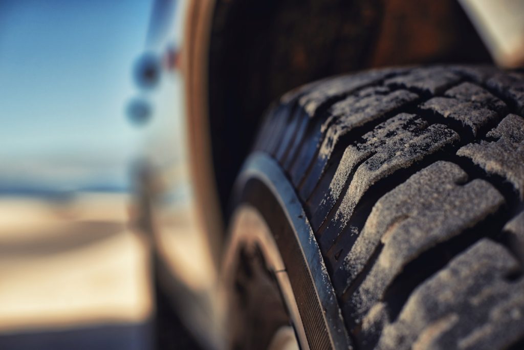 A sandy 4x4 tyre.