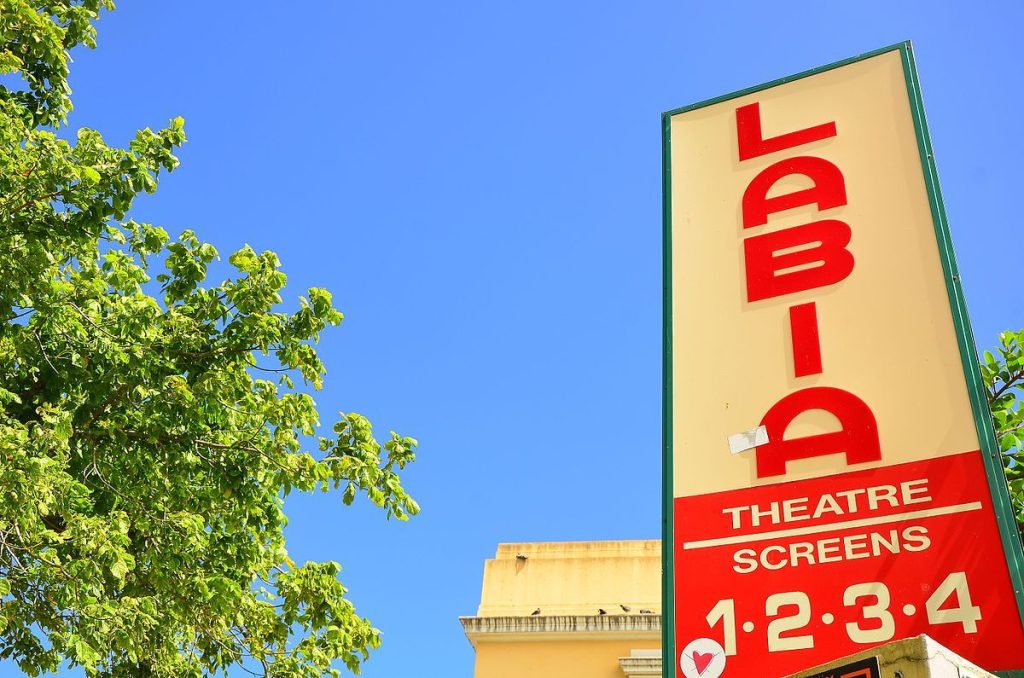 The iconic sign outside the Labia Theatre.