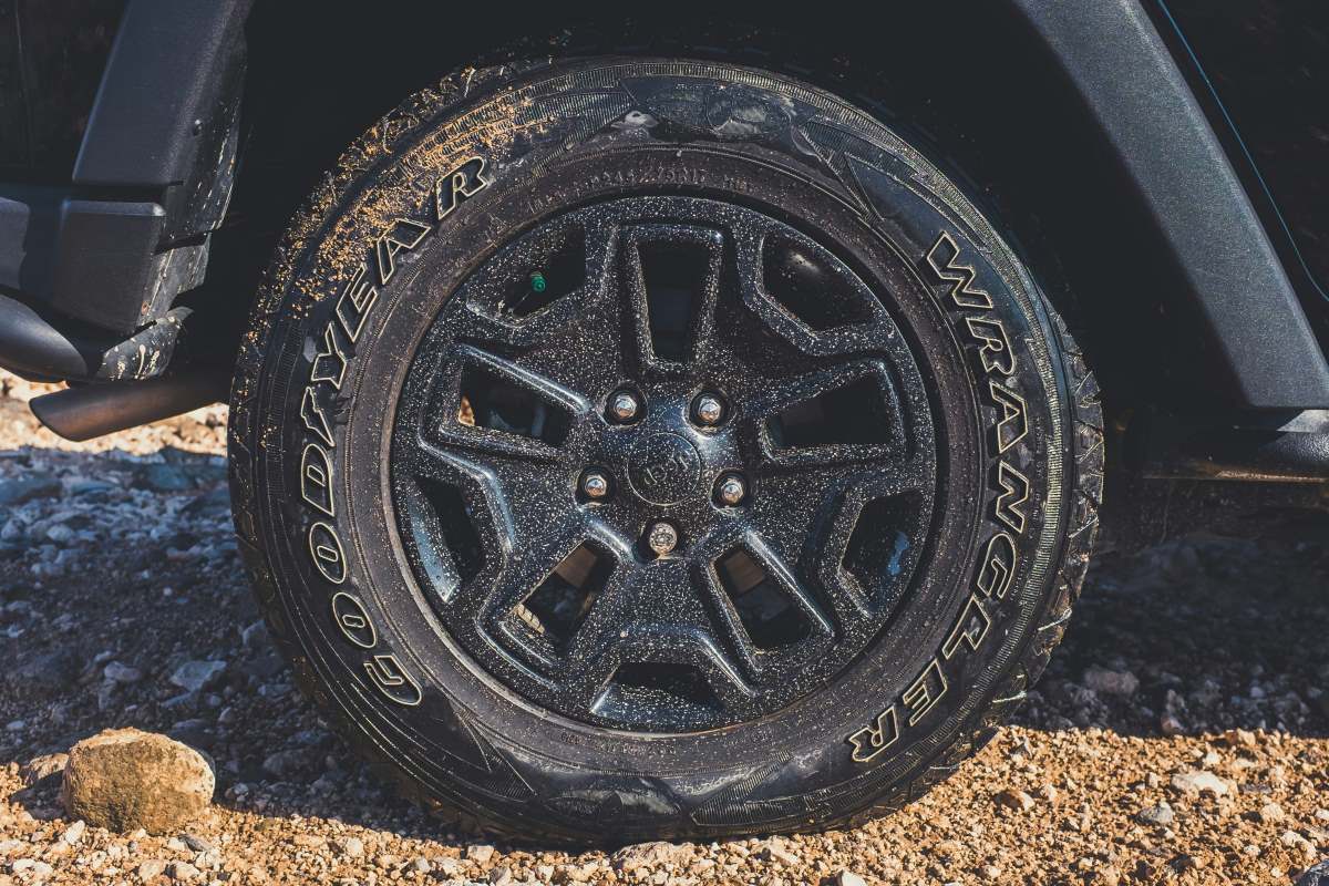 A 4x4 all-terrain tyre on a vehicle.