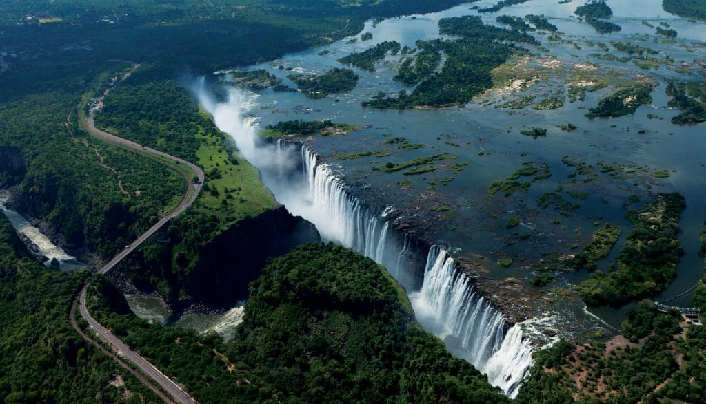 Aerial view of the famous Victoria Falls.