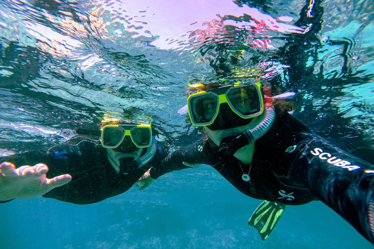 Two divers snorkelling in South Africa.