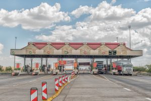 VERKEERDEVLEI, SOUTH AFRICA, FEBRUARY 9, 2018: The Verkeerdevlei Toll Plaza on the N1-road 70 km to the North of Bloemfontein