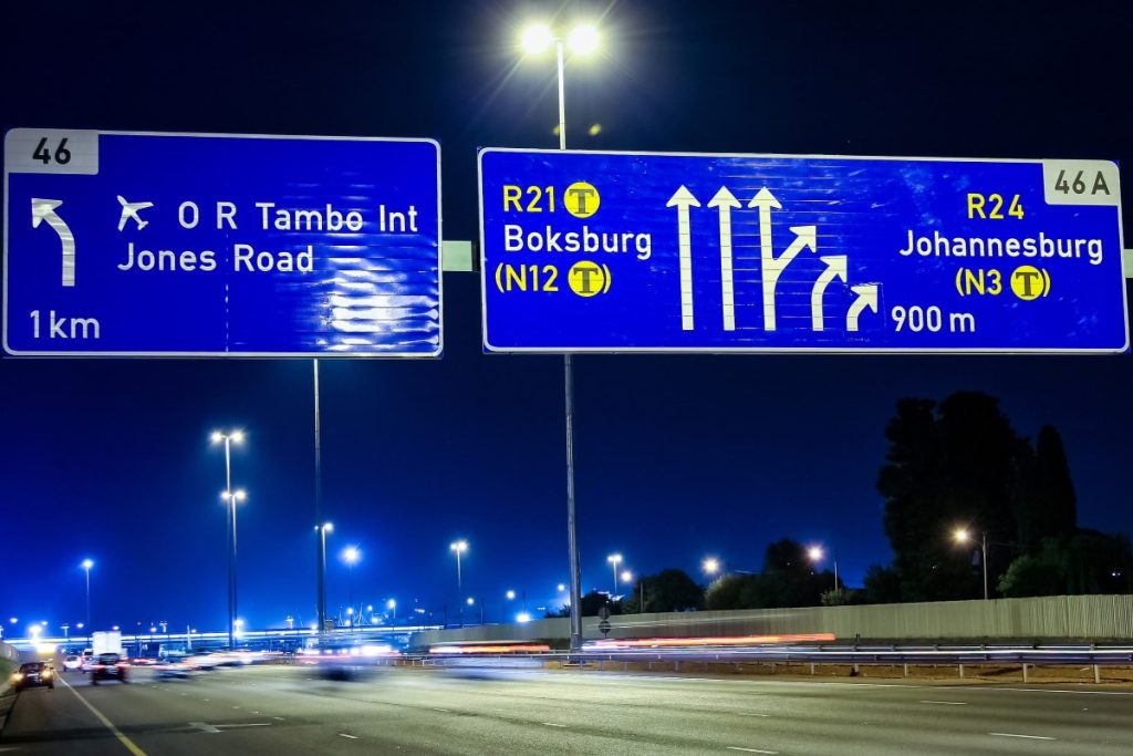 Road signage in Johannesburg.