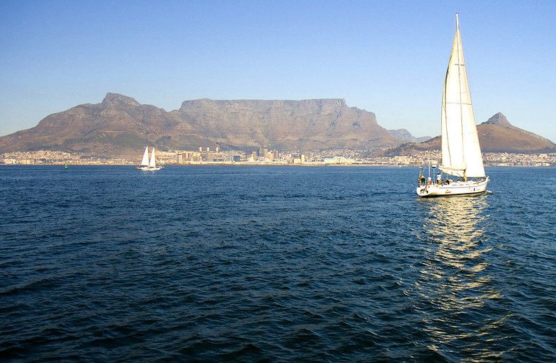 View of Cape Town from the ocean, South Africa.