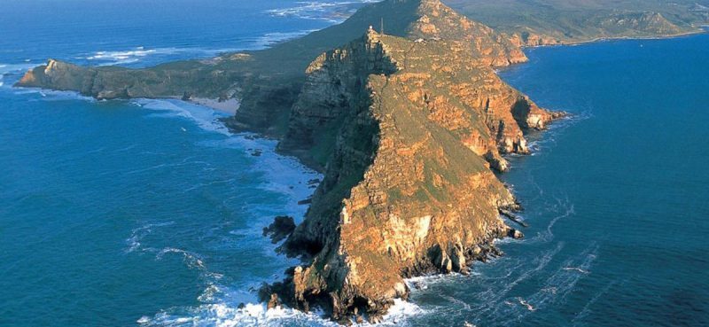 Aerial view of Cape Point, South Africa.