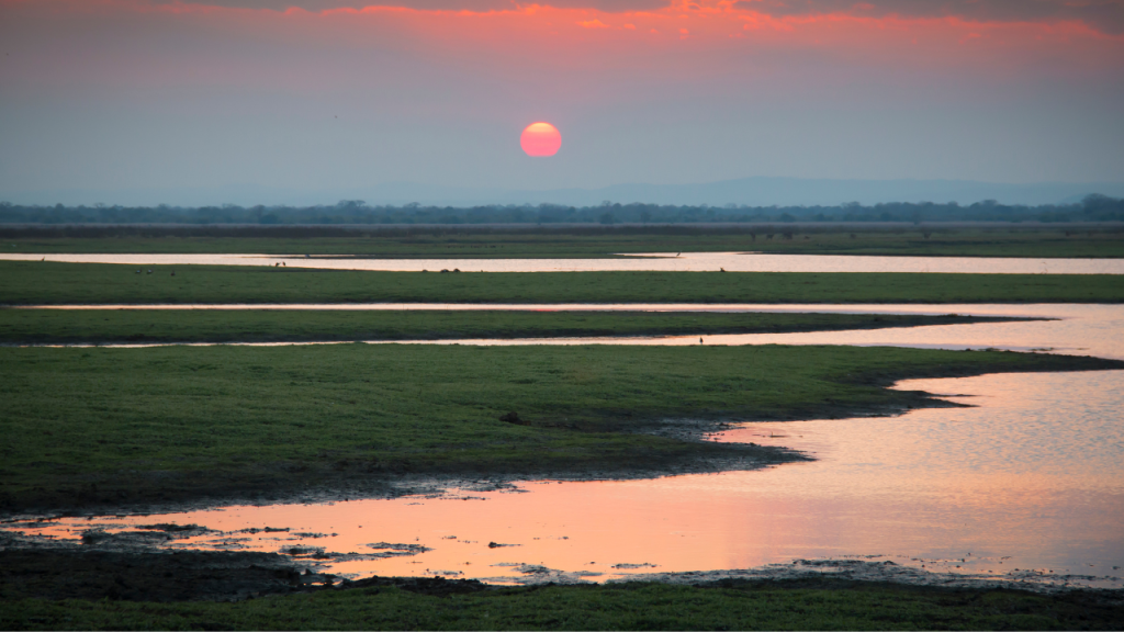 Sunset over Gorongosa National Park, Mozambique.