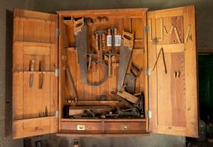 A hand-crafted farmer’s tool cupboard at Nuwerust | Photo credits: Don Pinnock
