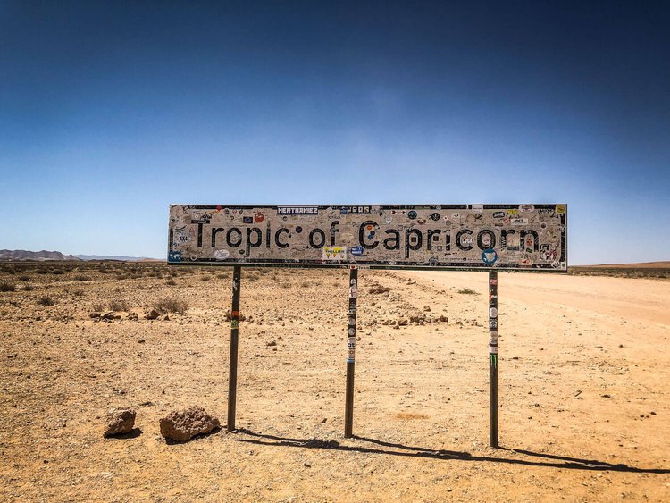 Tropic of Capricorn road sign in Namibia | Photo credits: Travel Taale