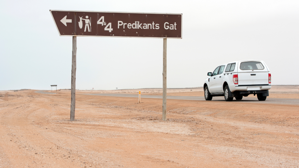 4x4 driving along the Skeleton Coast, Namibia.