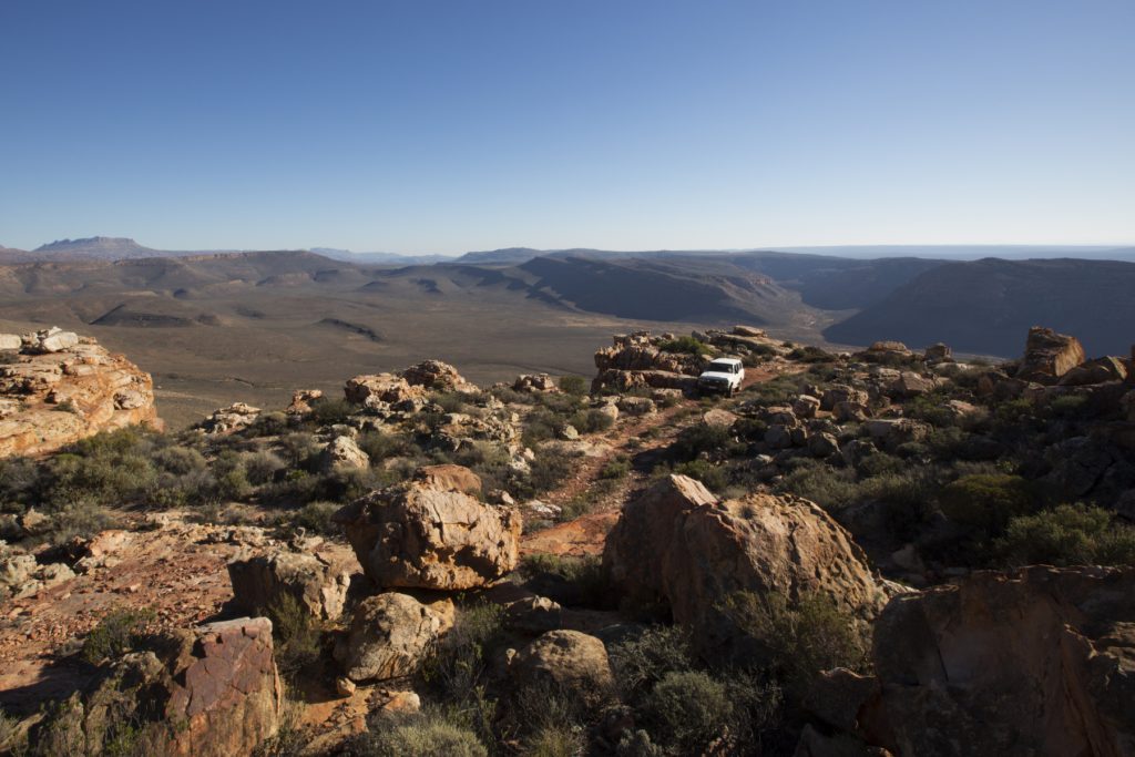 4x4 trail over rocky terrain in the Cederberg, Western Cape, South Africa.