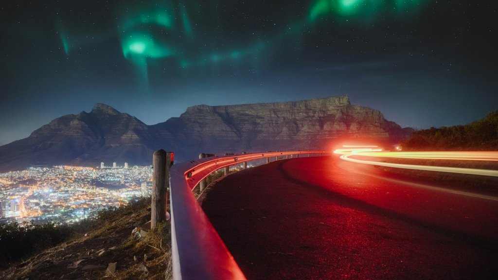 A road in Cape Town at night.