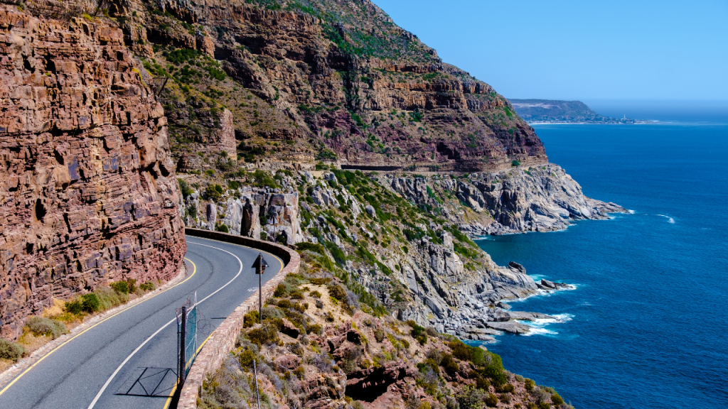 Open road on Chapman's Peak Drive near the Cape Peninsula, South Africa