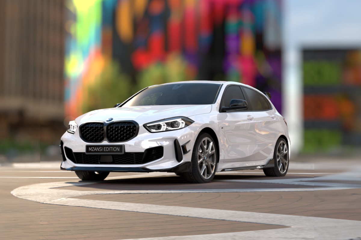 The BMW M135i luxury car parked in Cape Town, South Africa.