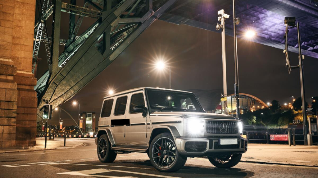 A Mercedes-AMG G63 makes its way through the city