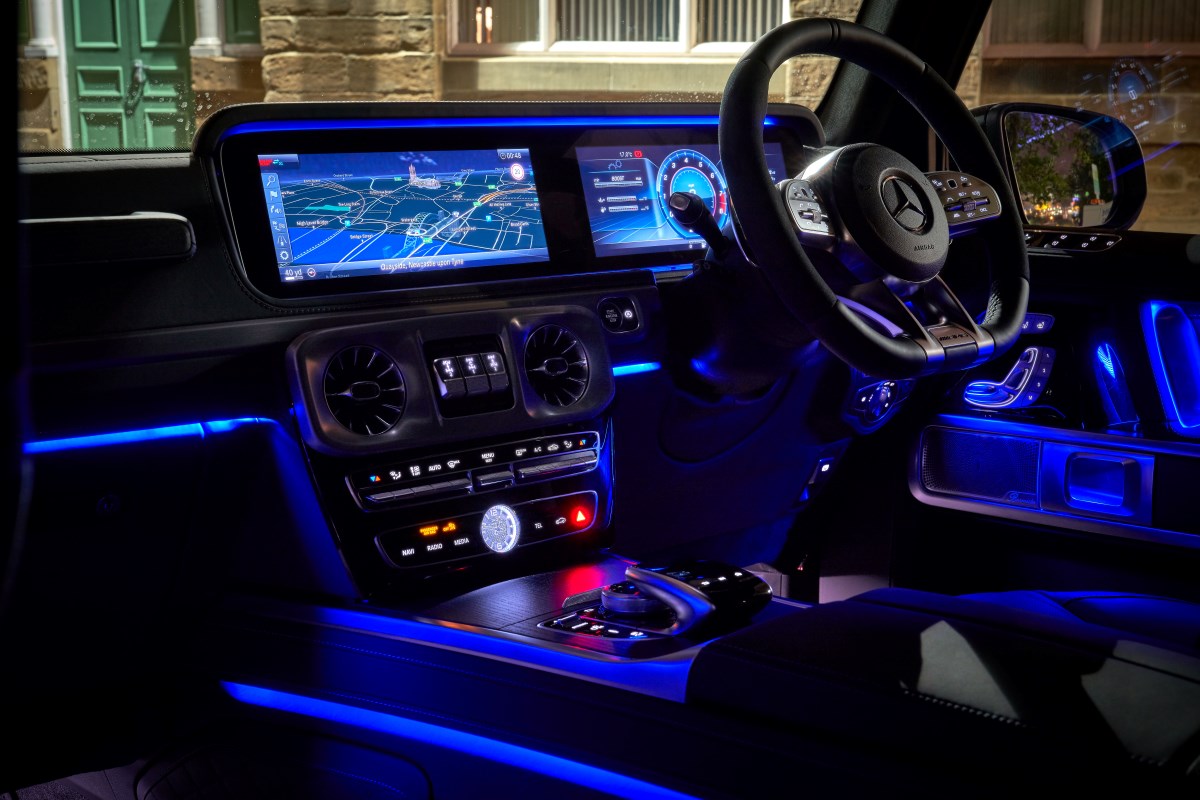 The interior of a Mercedes-AMG G63 vehicle.