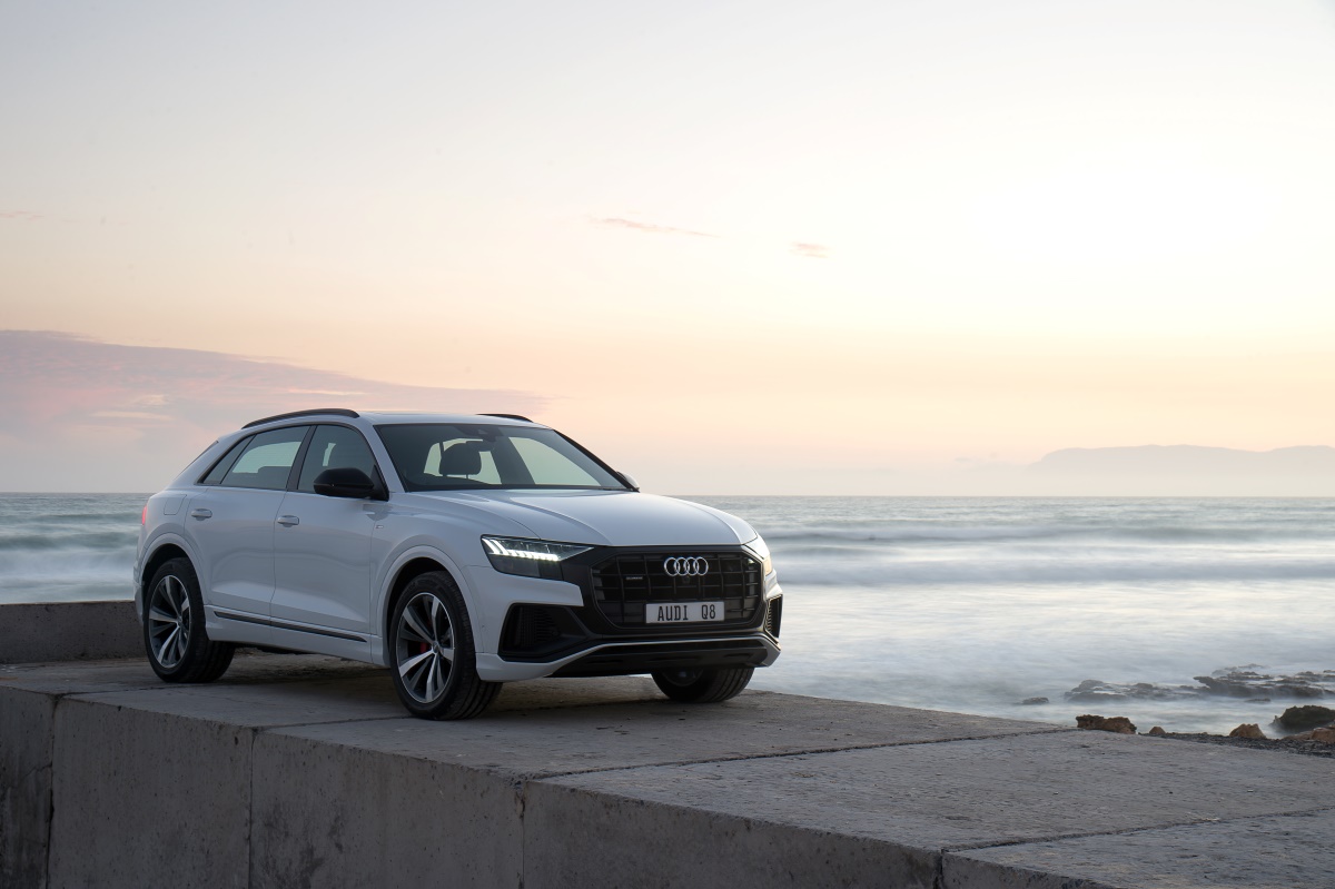 An Audi Q8 at sunset in South Africa.