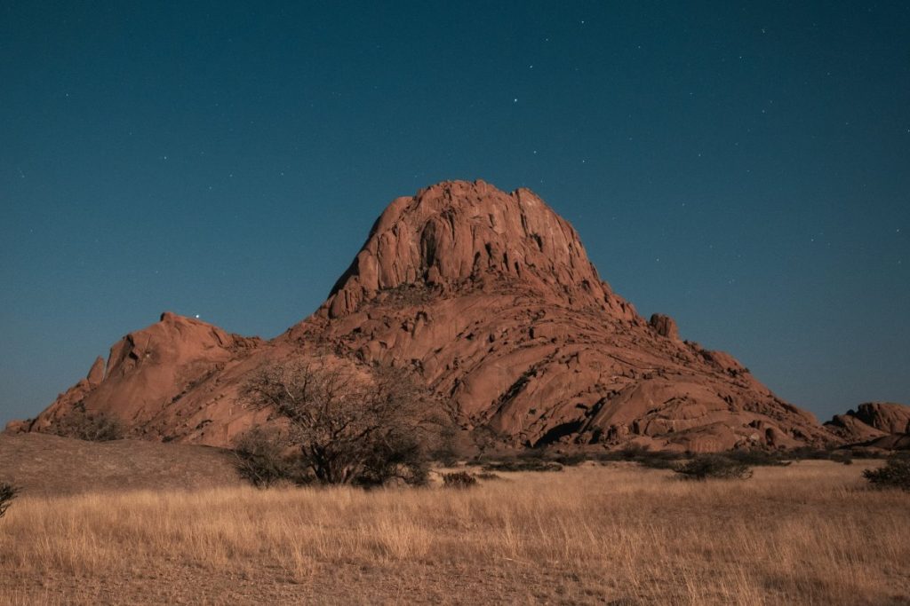 Spitzkoppe in Namibia at night.
