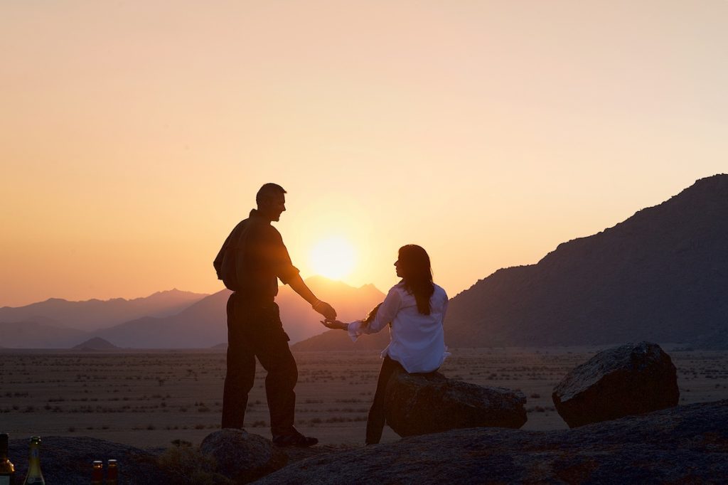 A couple on honeymoon in Namibia.