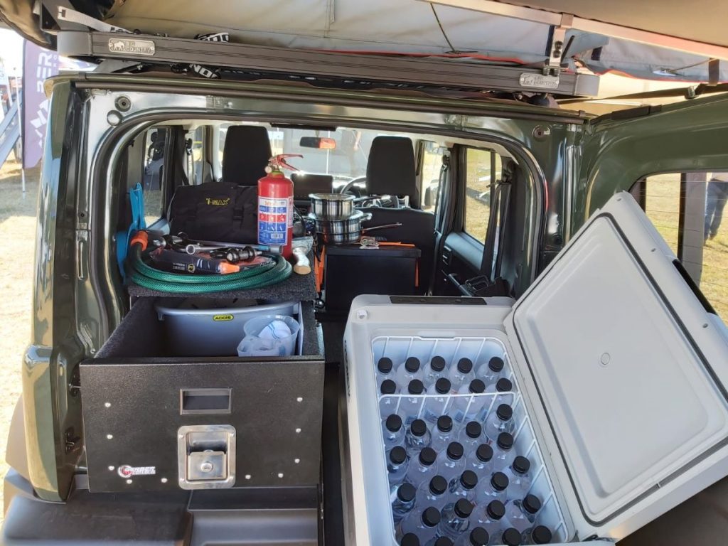 The boot of a camping equipped 4x4.