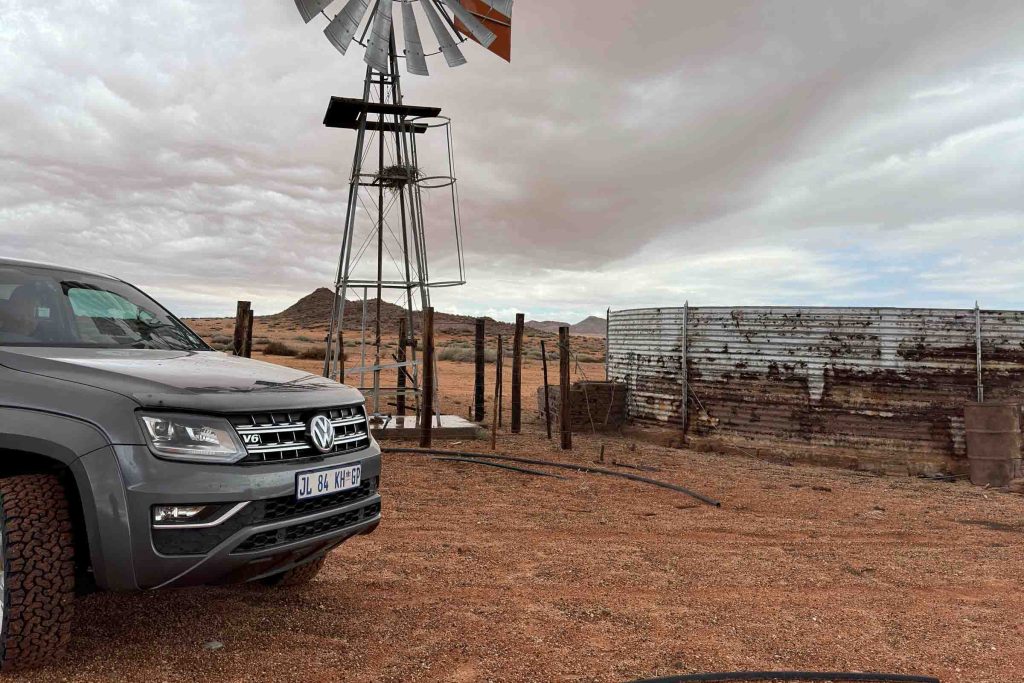 A Volkswagen Amarok on a farm.