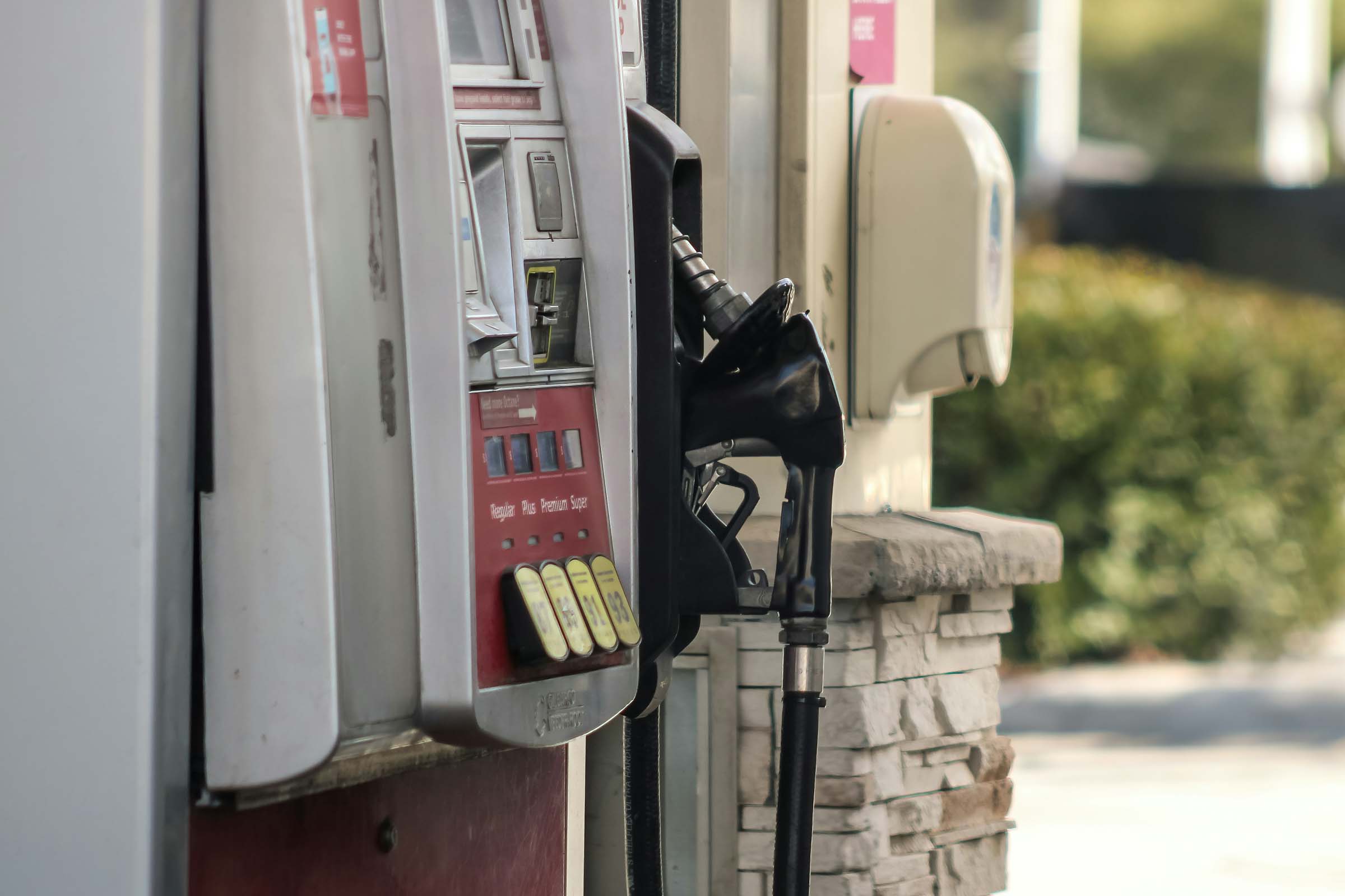 A fuel pump at a petrol station.