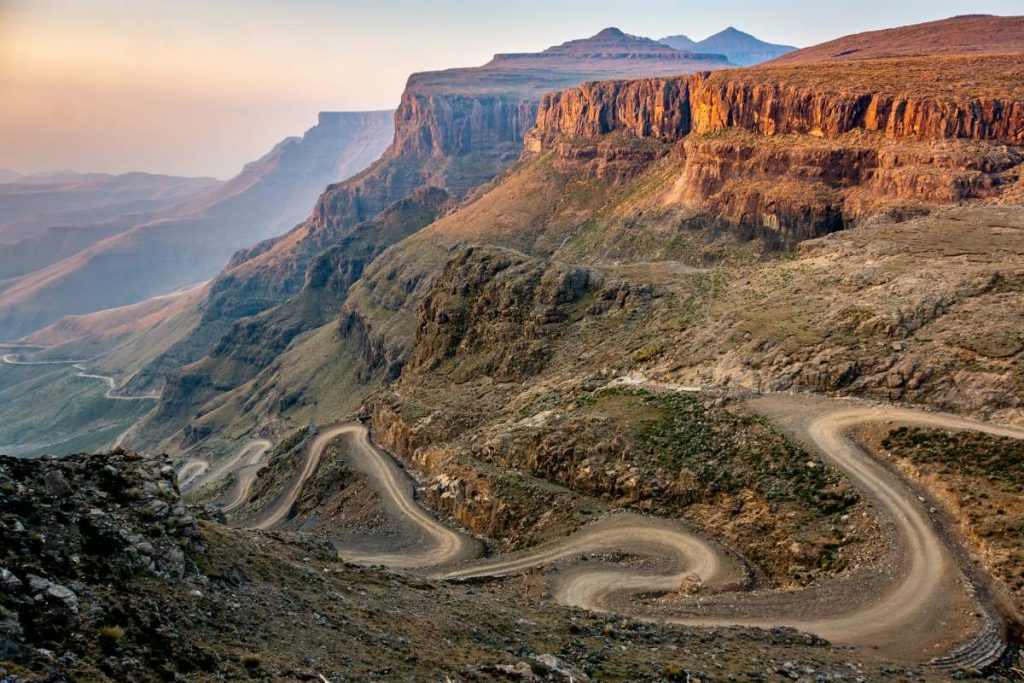 Sani Pass between South Africa and Lesotho.