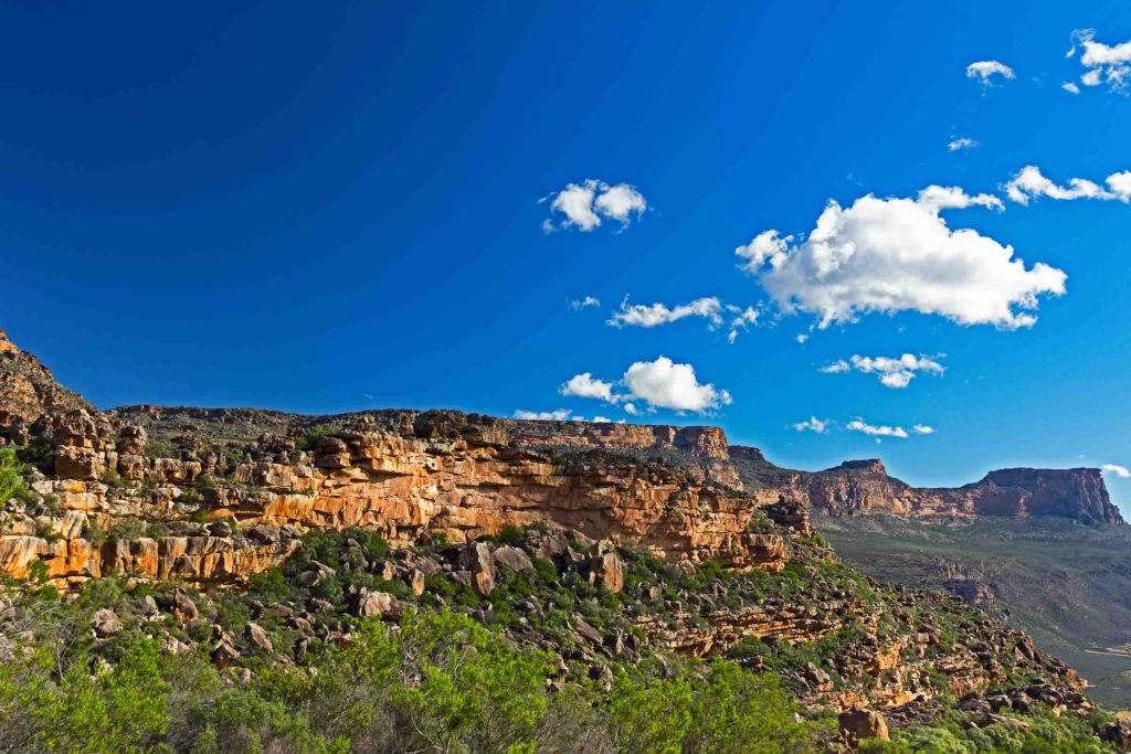 Landscape of Gifberg Mountains, clouds and sky Western Cape, South Africa.