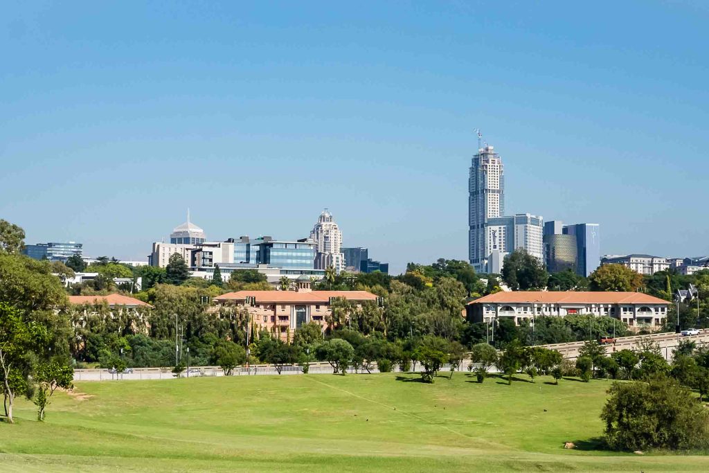 View of the developing Sandton Central Business District. Image taken from Innesfree Park, Sandton.