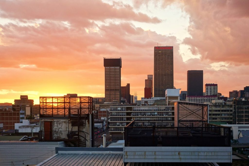 A view of the Johannesburg skyline.