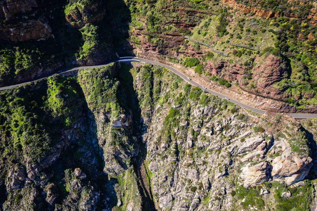 Aerial view of Chapman's Peak drive in Cape Town, Western Cape, South Africa, Africa.