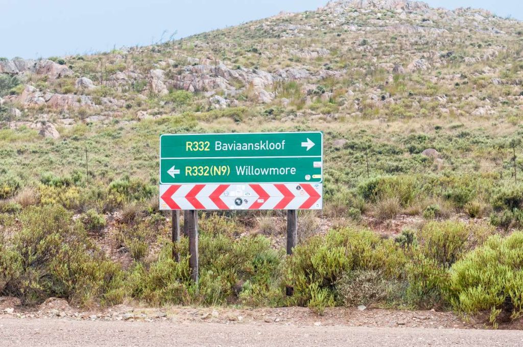 A road sign in the Baviaanskloof area.