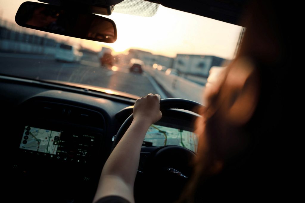 A woman driving drunk.