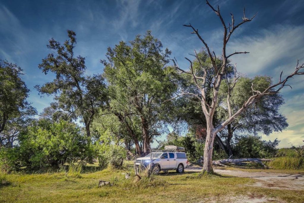 A camping-equipped 4x4 in Kruger National Park.