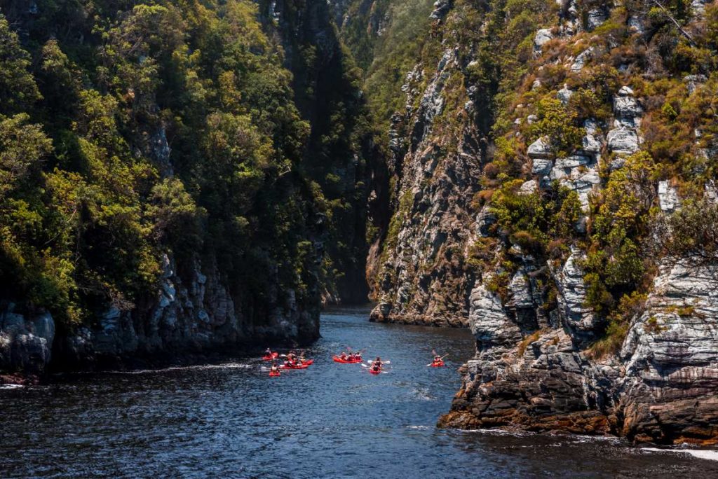 People kayaking in Tsitsikamma National Park.