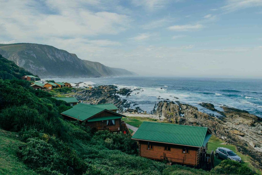 Wooden cabins at Storms River Mouth.