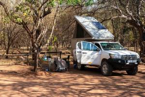 4x4 Hilux with pop-up tent in Kasane Camp | Photo: LifeJourney4two