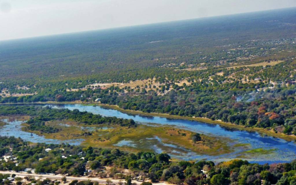 Aerial view of Maun, Botswana.