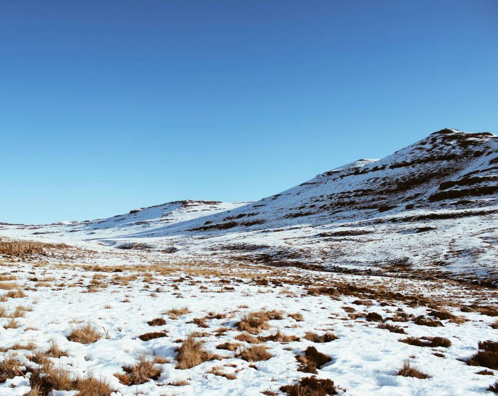 View of a mountain covered in snow