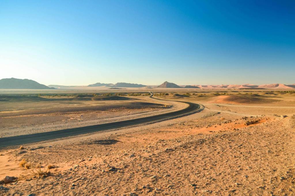 A view of the Namib Desert landscape in Namibia.