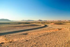 A view of the Namib Desert landscape in Namibia.