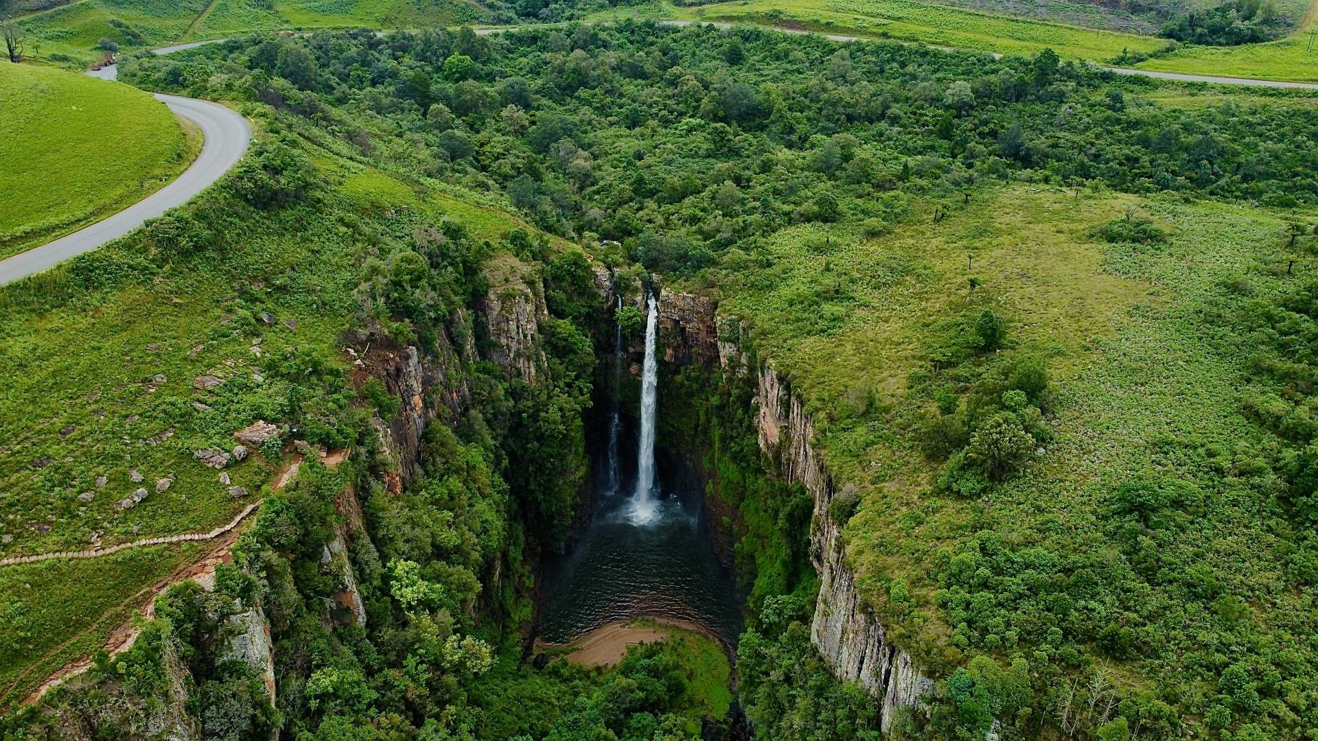 Waterfall on the Panorama Route in South Africa during the December holidays
