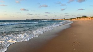 A sunset view of Tofo beach in Mozambique.