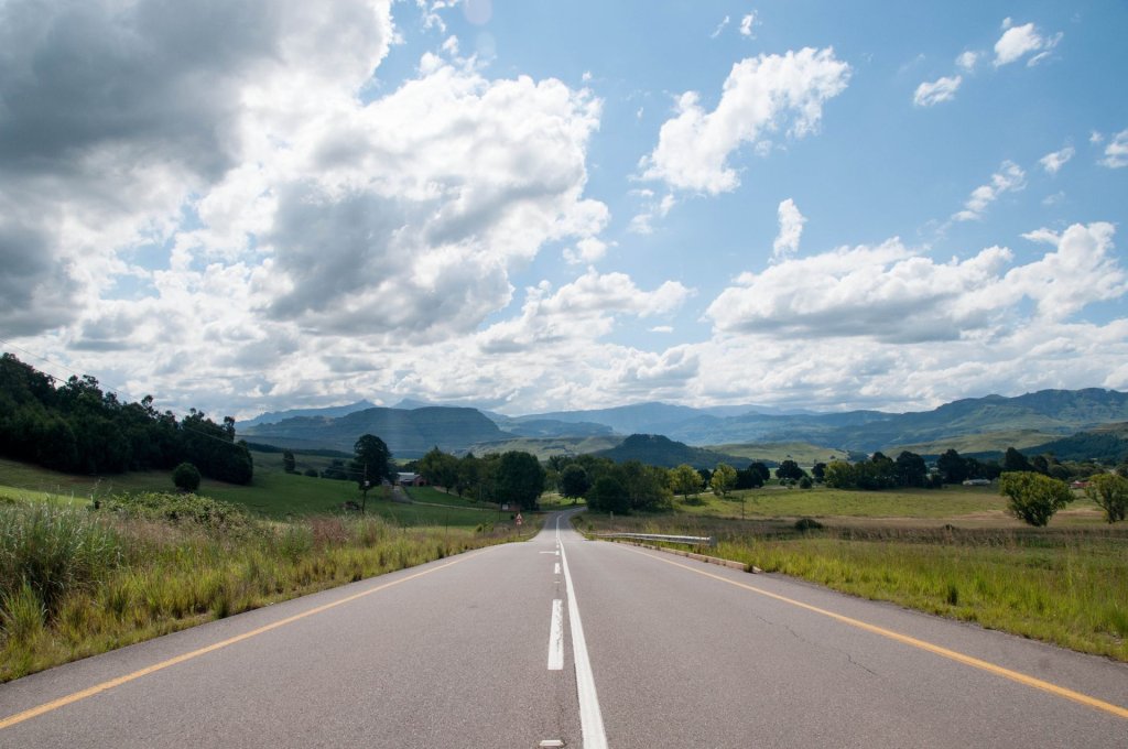 A scenic road with no traffic in South Africa.