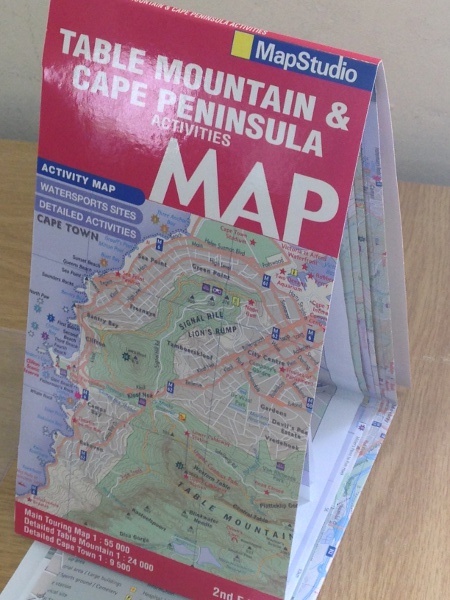 Fun folded activities map of Table Mountain and the Cape Peninsula - 3D View