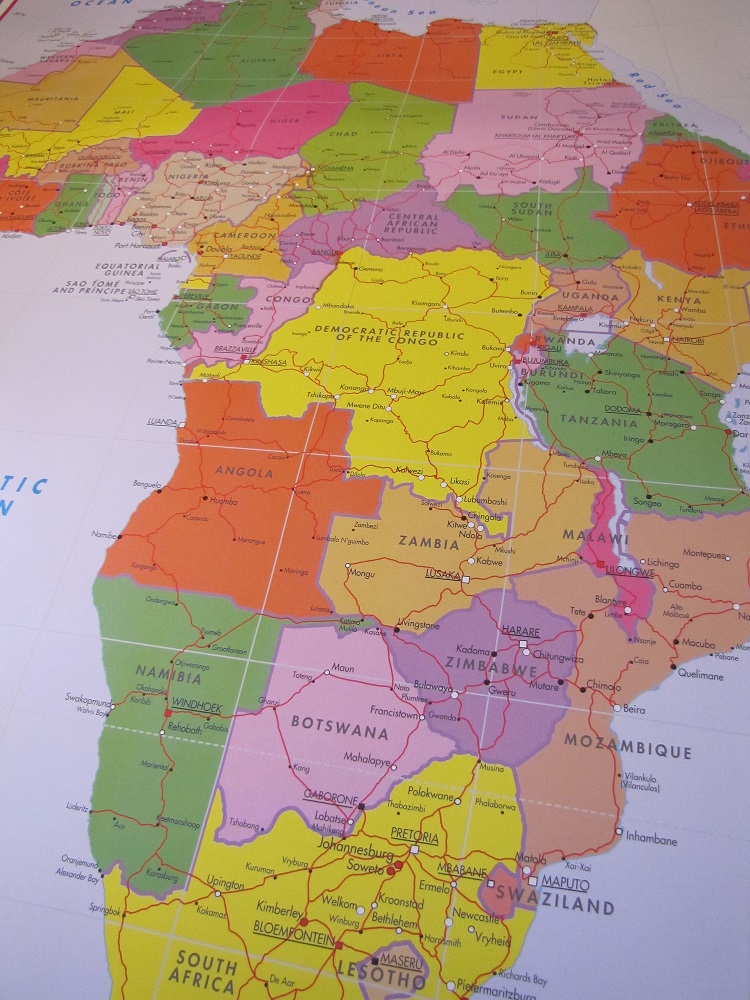 Colourful Africa wall map